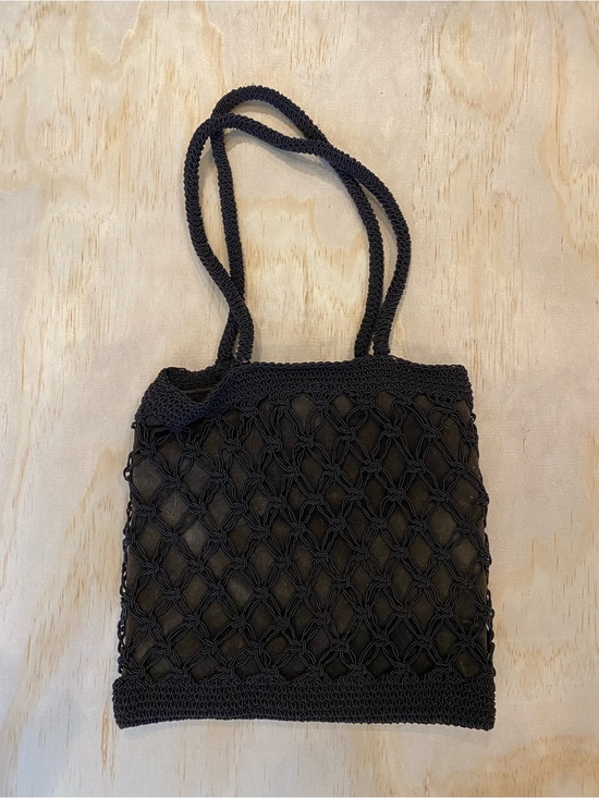 Handbags - Chocolate brown, crochet bag with suede insert & snap closure
